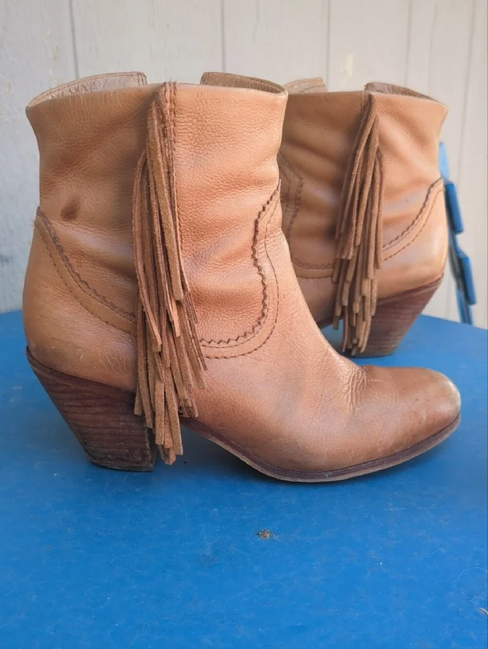 Sam Edelman Women’s Tan Leather Fringe Ankle Boots